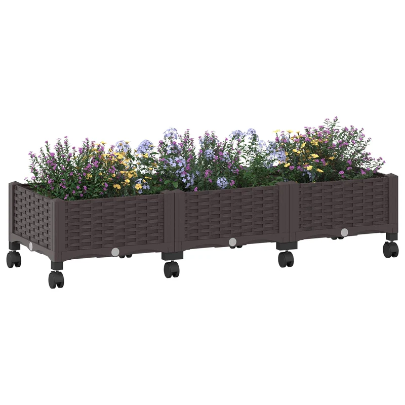 Macetero De Jardín Con Ruedas Marrón 120 X 40 X 29 Cm Pp