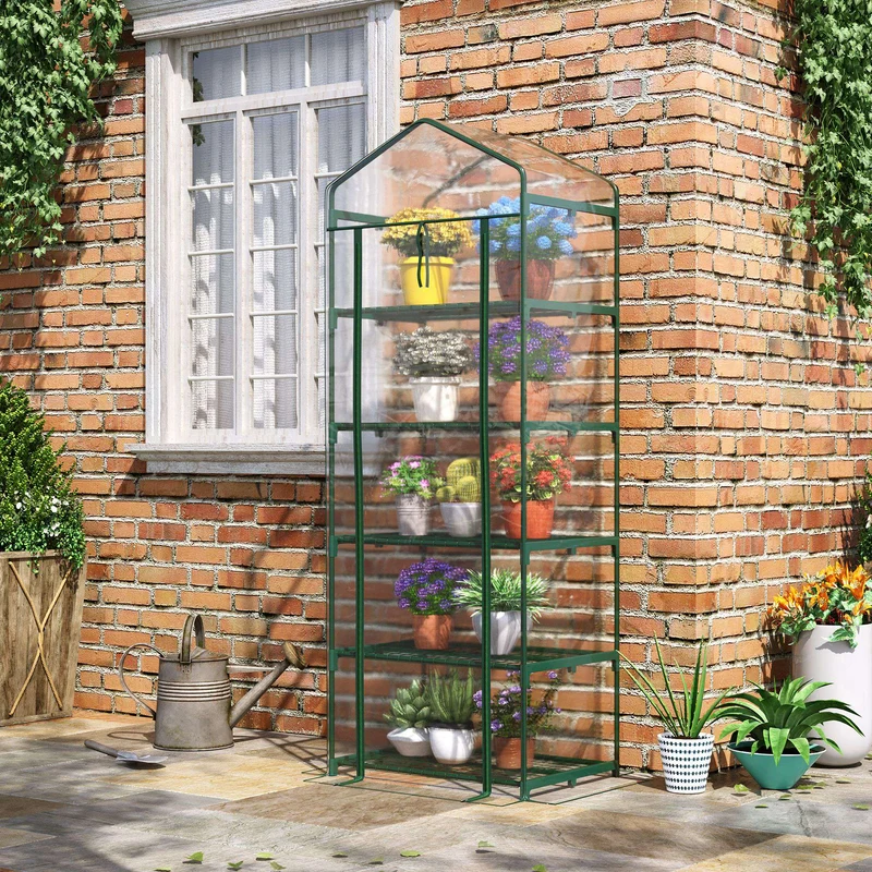 Outsunny Invernadero De Jardín Con 5 Estantes Para Cultivo Plantas 69x49x193 Cm