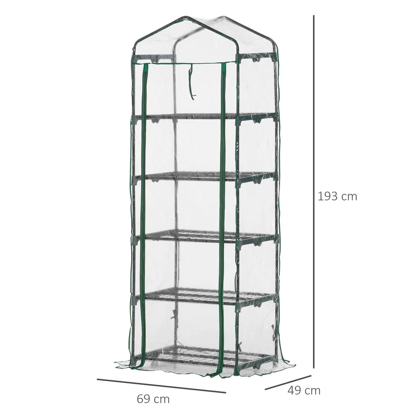 Outsunny Invernadero De Jardín Con 5 Estantes Para Cultivo Plantas 69x49x193 Cm