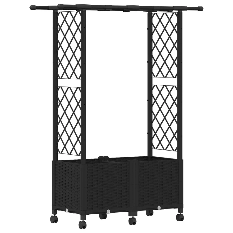 Cama Elevada Con Trellis Y Techo Negro 124,5 X 40 X 142 Cm Pp