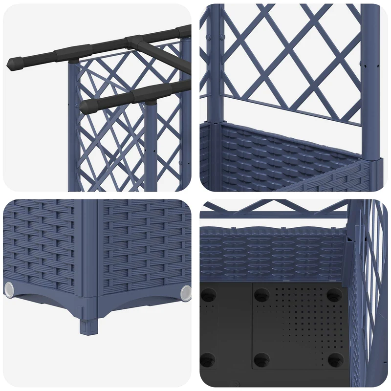 Cama Elevada Con Trellis Y Techo Gris 124 X 40 X 121 Cm Pp