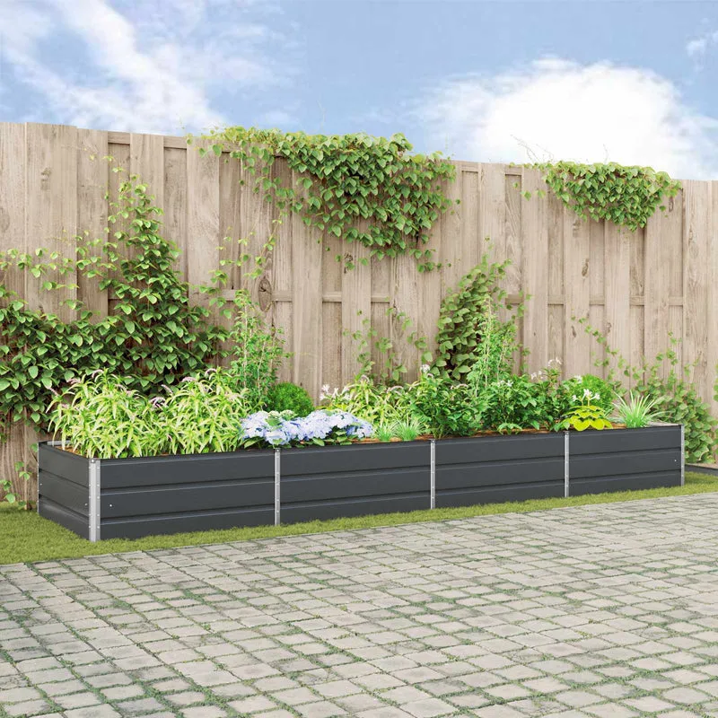 Jardinera Gris Antracita 385 X 100 X 45 Cm Acero Galvanizado