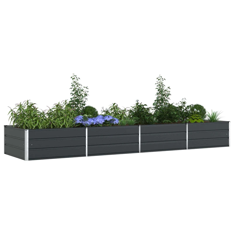 Jardinera Gris Antracita 385 X 100 X 45 Cm Acero Galvanizado
