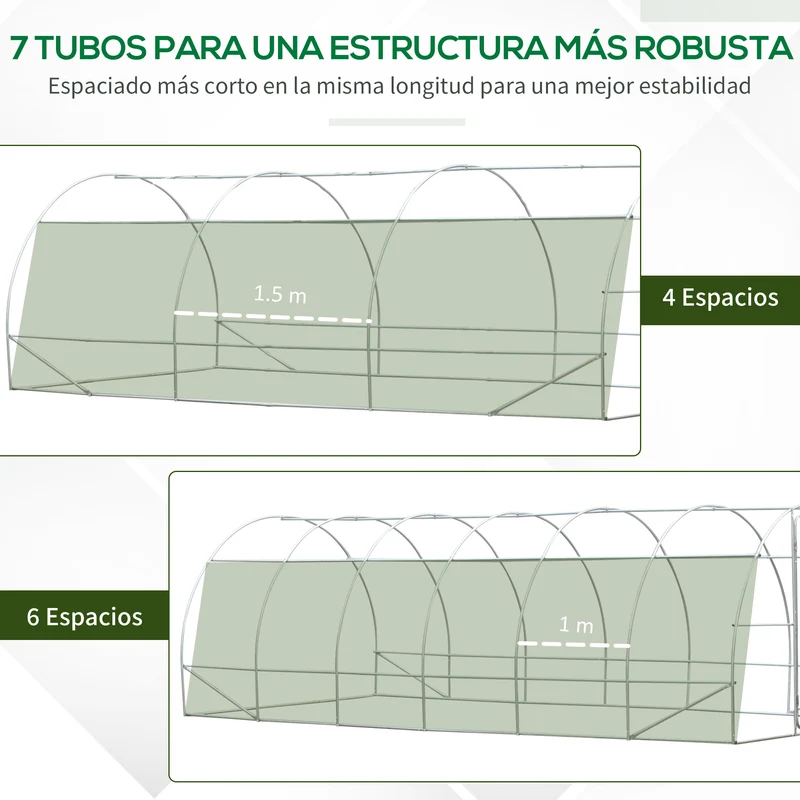 Homcom Invernadero De Túnel 595x300x200 Cm Con 12 Ventanas Y Puerta Enrollable