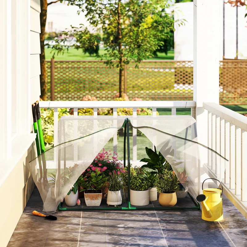 Outsunny Invernadero De Terraza 100x70x60cm Con Cremallera Para Cultivos Plantas