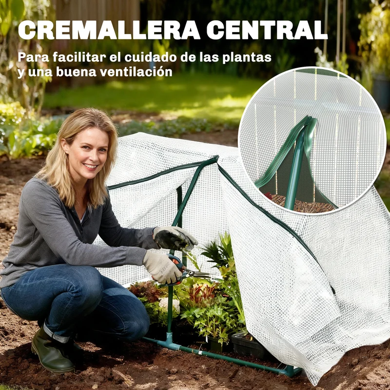 Outsunny Invernadero De Terraza 100x70x60cm Con Cremallera Para Cultivos Plantas