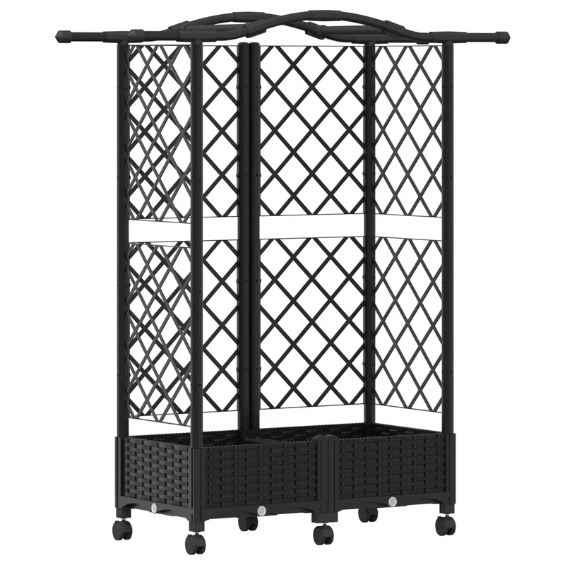 Cama Elevada Con Trellis Y Techo Negro 124 X 40 X 129 Cm Pp