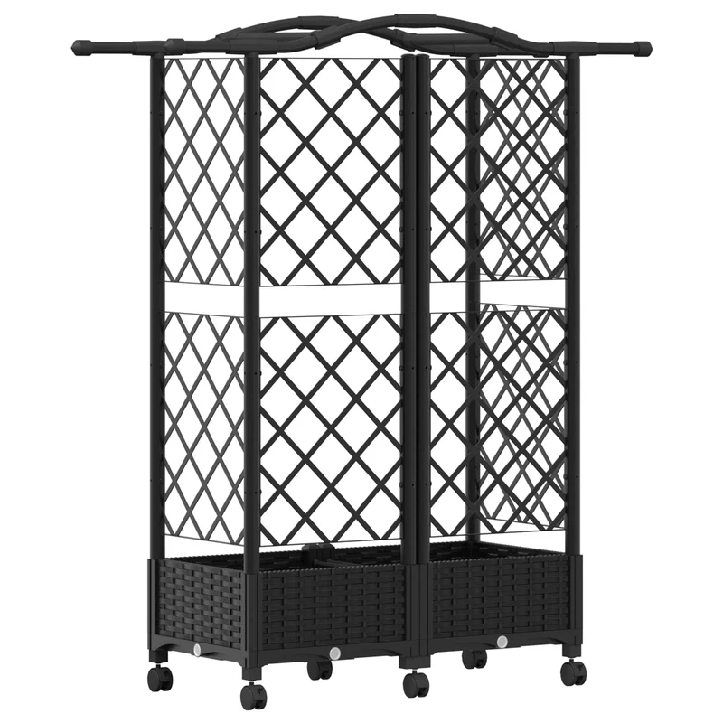 Cama Elevada Con Trellis Y Techo Negro 124 X 40 X 129 Cm Pp