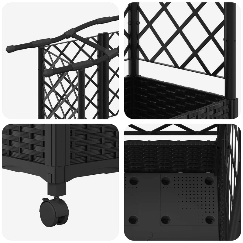 Cama Elevada Con Trellis Y Techo Negro 124 X 40 X 129 Cm Pp