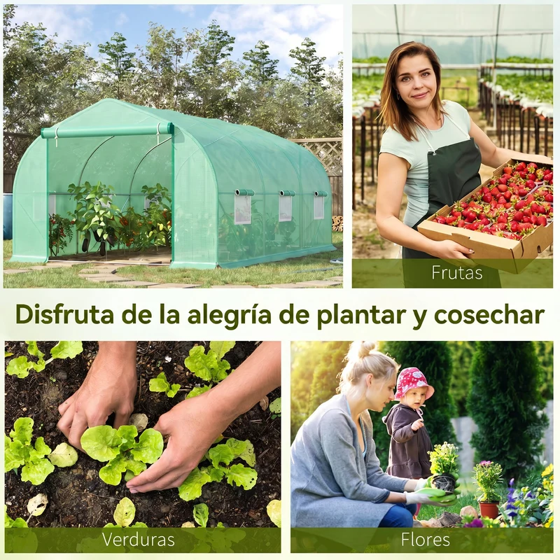 Outsunny Invernadero De Túnel De Jardín 4,5x3x2,05 M Politunel Cultivo Planta