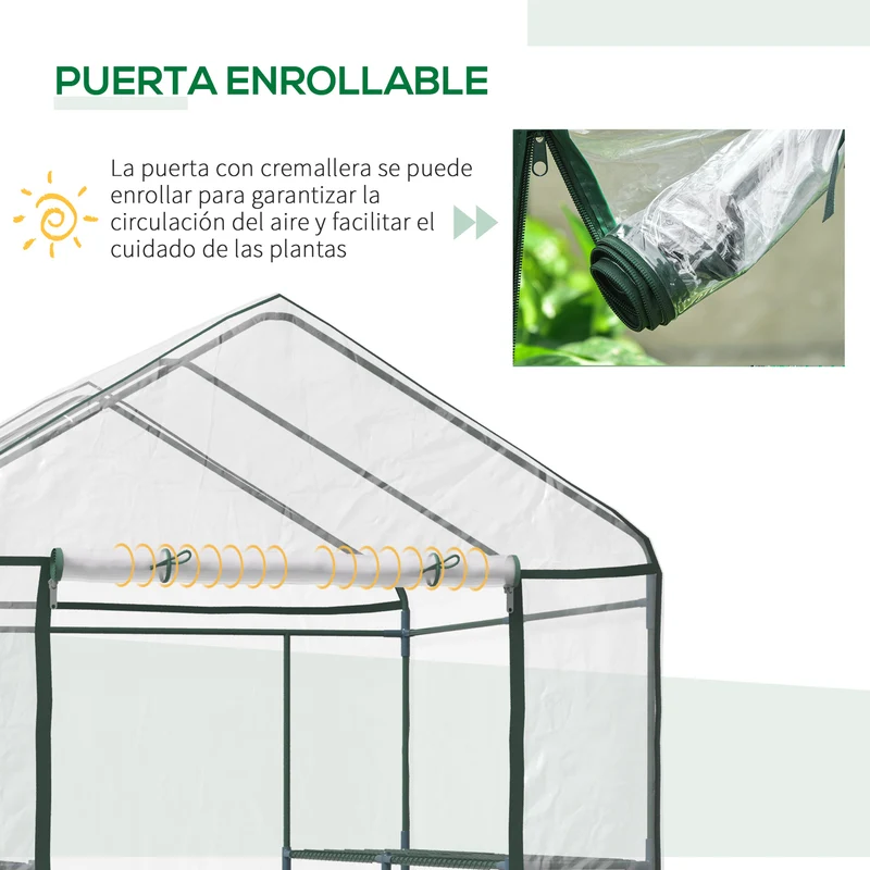 Outsunny Invernadero Transparente De Jardín Vivero 3 Pisos 143x143x195cm