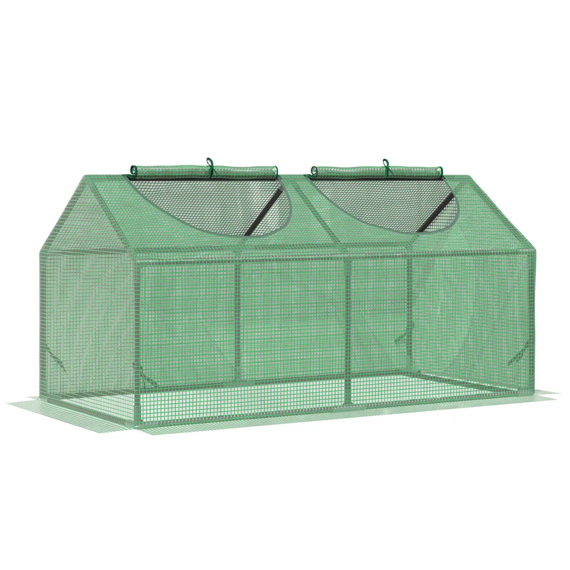 Outsunny Invernadero De Terraza 120x60x60 Cm Acero Con 2 Ventanas Verde