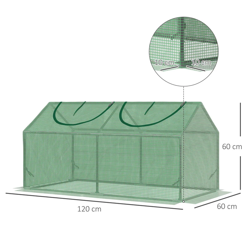 Outsunny Invernadero De Terraza 120x60x60 Cm Acero Con 2 Ventanas Verde