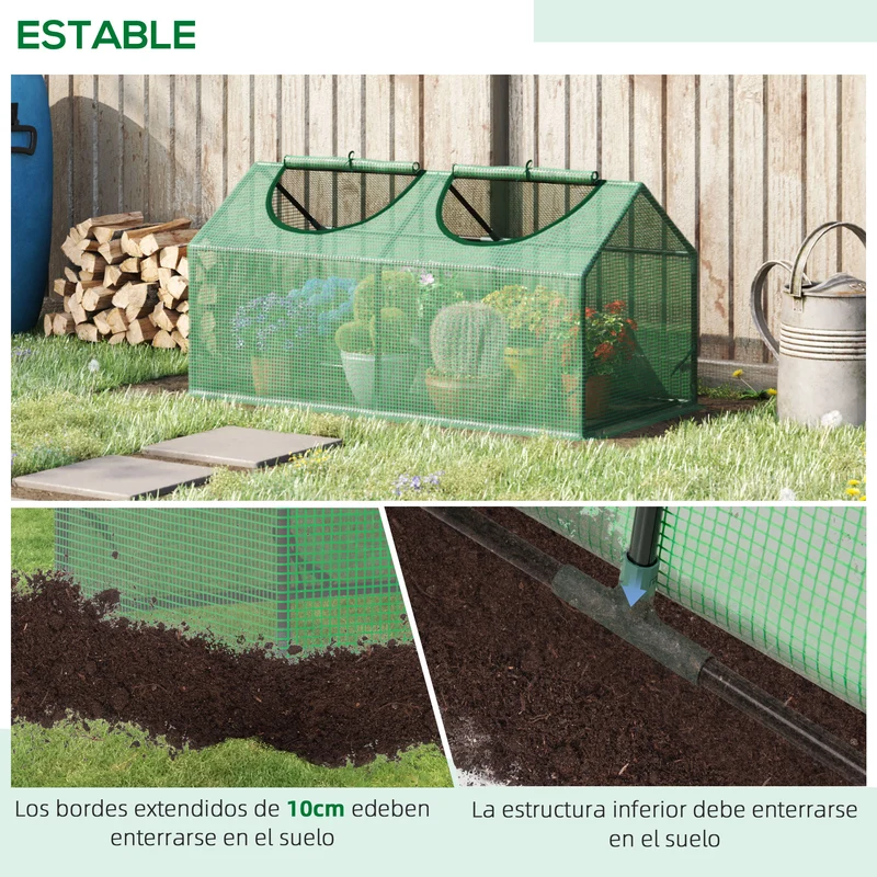 Outsunny Invernadero De Terraza 120x60x60 Cm Acero Con 2 Ventanas Verde