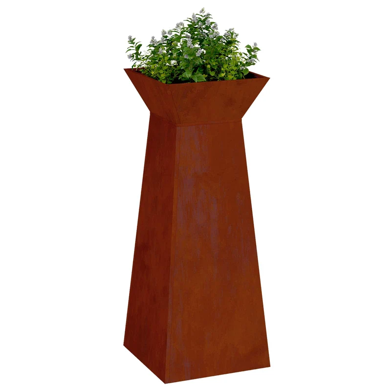 Maceta Pilar 2 Uds. Oxidado 40 X 40 X 100 Cm Acero Oxidado