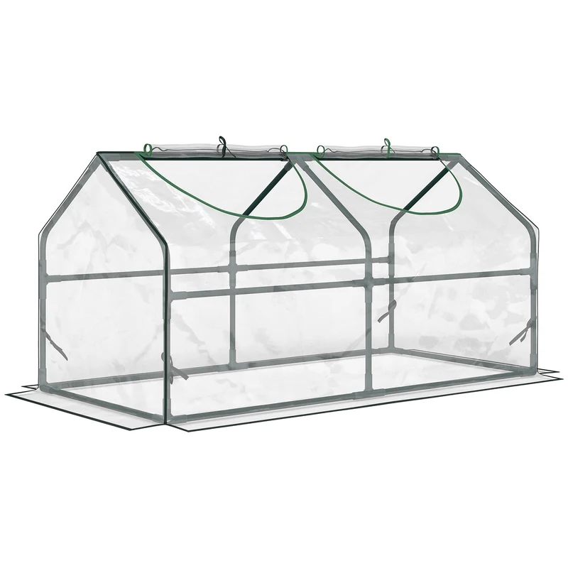 Outsunny Invernadero De Terraza 120x60x60 Cm Acero Con 2 Ventanas Transparente