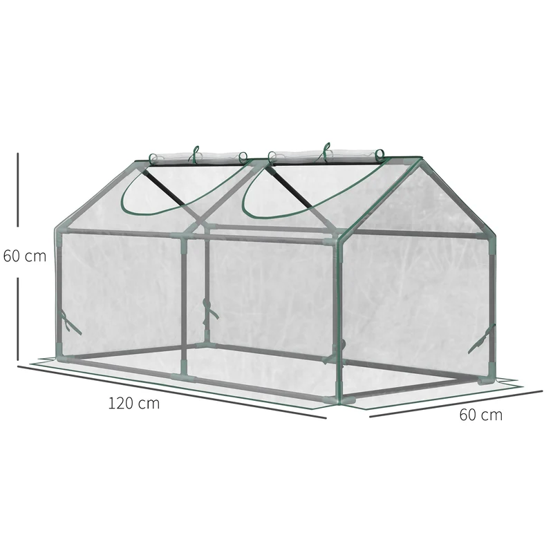 Outsunny Invernadero De Terraza 120x60x60 Cm Acero Con 2 Ventanas Transparente