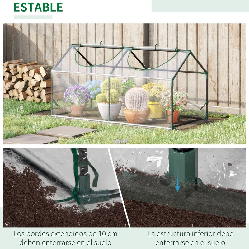 Outsunny Invernadero De Terraza 120x60x60 Cm Acero Con 2 Ventanas Transparente