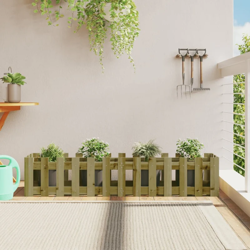 Arriate Elevado Jardín Valla Madera Impregnada Pino 150x30x30cm