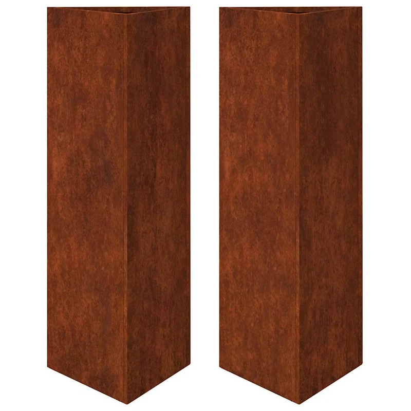 Jardineras Triangulares 2 Uds Acero Oxidado 30x26x75 Cm