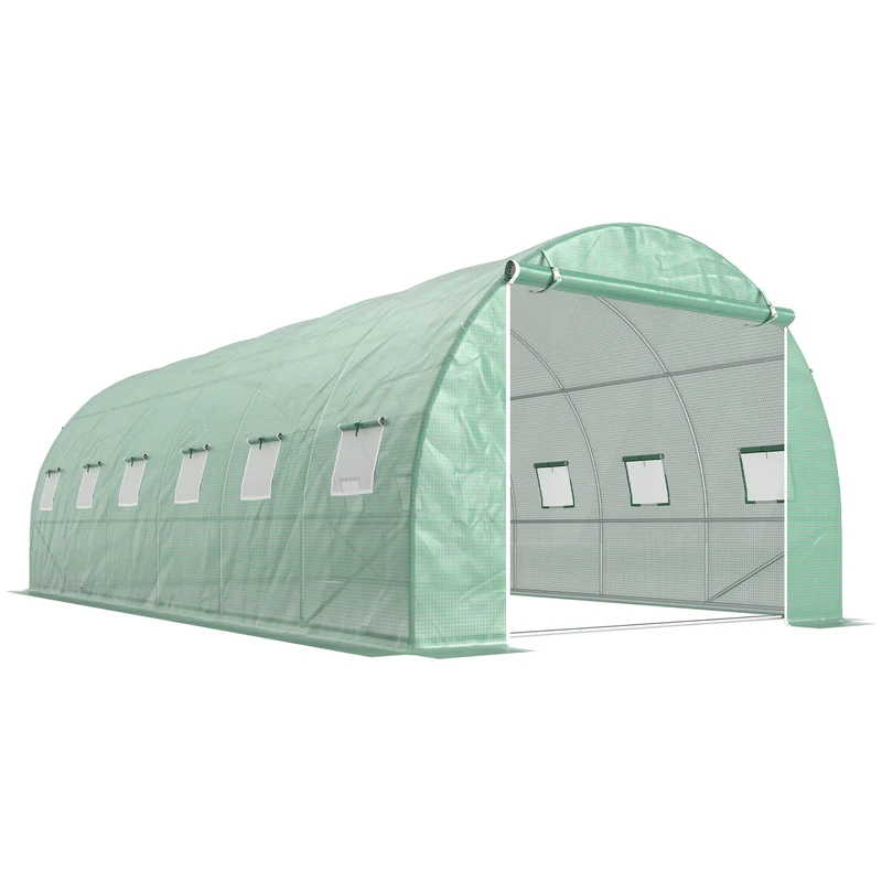 Outsunny Invernadero De Jardín 6x3x2 M Con 12 Ventanas Puerta Verde