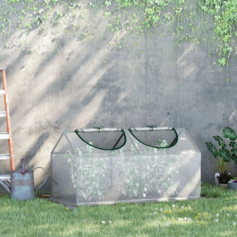 Outsunny Invernadero De Terraza 120x60x60 Cm Acero Con 2 Ventanas Translúcido