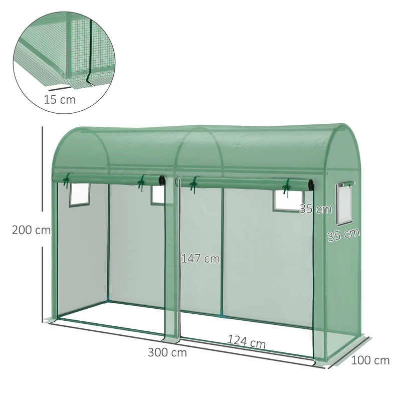 Outsunny Invernadero Caseta De Jardín Tipo Túnel Con 4 Ventanas Para Cultivos