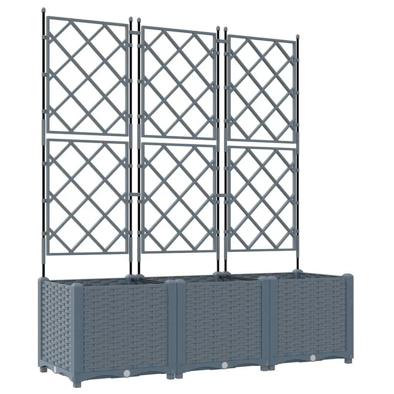 Macetero De Jardín 3 Uds. Gris Claro 120 X 40 X 143 Cm Pp