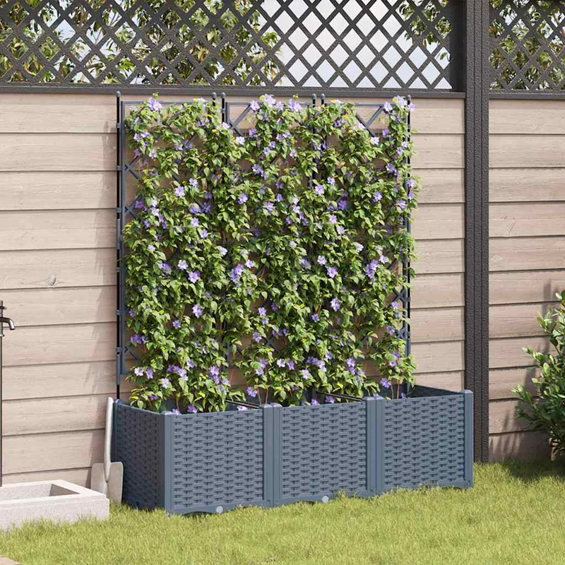 Macetero De Jardín 3 Uds. Gris Claro 120 X 40 X 143 Cm Pp