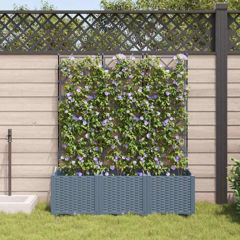 Macetero De Jardín 3 Uds. Gris Claro 120 X 40 X 143 Cm Pp