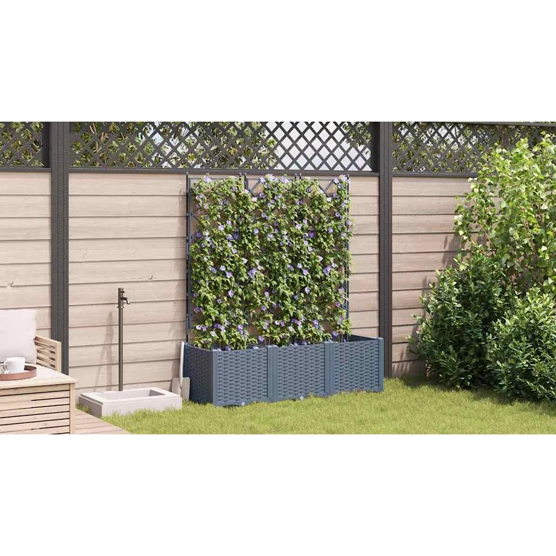 Macetero De Jardín 3 Uds. Gris Claro 120 X 40 X 143 Cm Pp