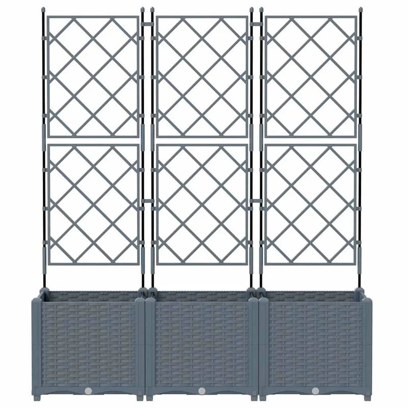 Macetero De Jardín 3 Uds. Gris Claro 120 X 40 X 143 Cm Pp