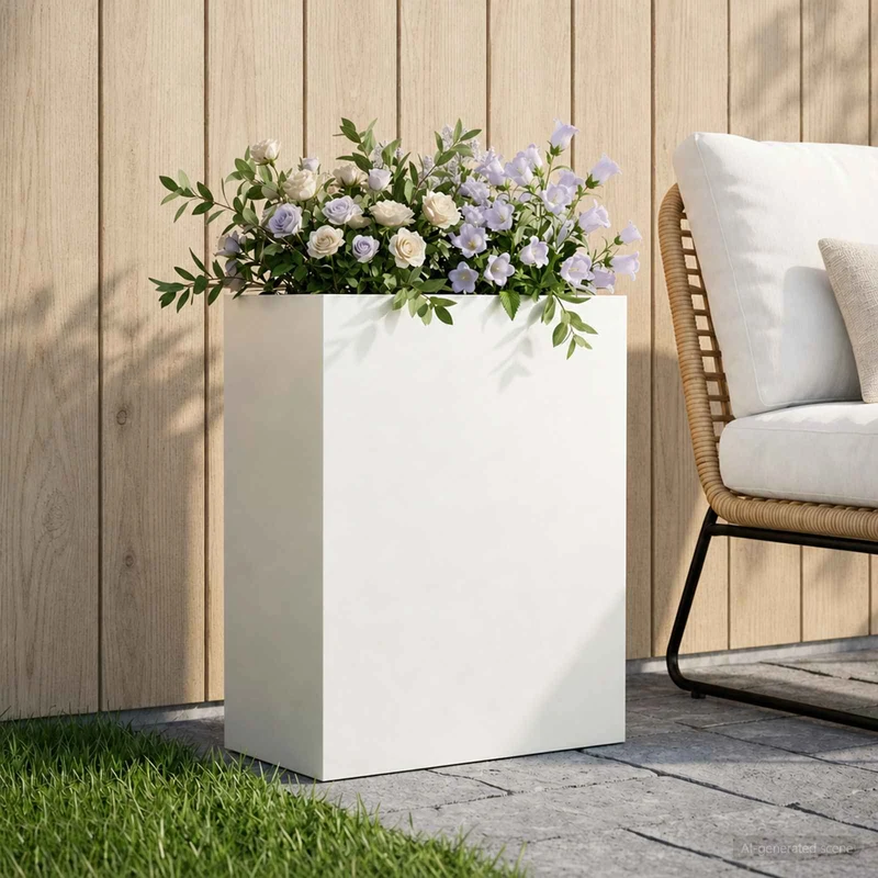 Macetero De Jardín Blanco 40 X 20 X 40 Cm