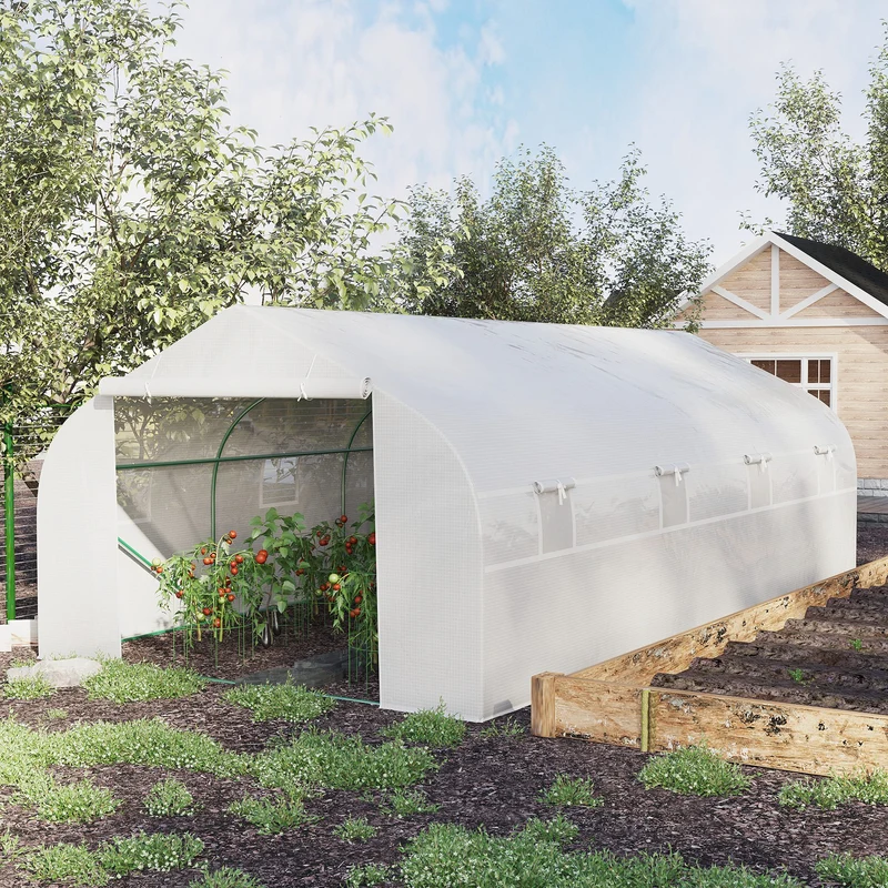 Outsunny Invernadero De Jardín 6x3x2 M Tipo Túnel Para Cultivo Plantas