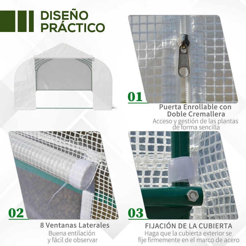 Outsunny Invernadero De Jardín 6x3x2 M Tipo Túnel Para Cultivo Plantas