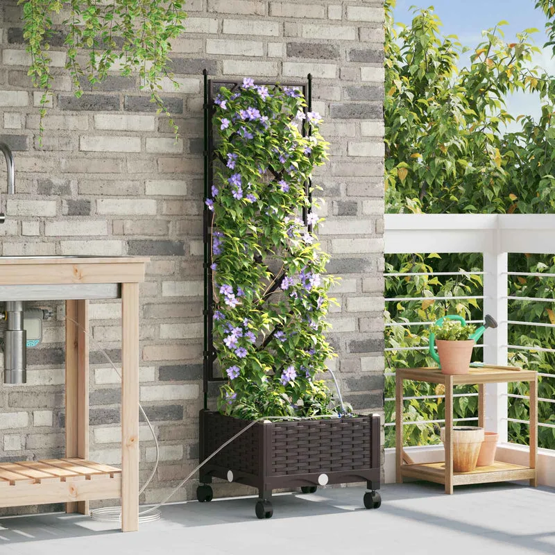 Maceta De Jardín Con Riego Y Ruedas Marrón 40 X 40 X 132 Cm Pp