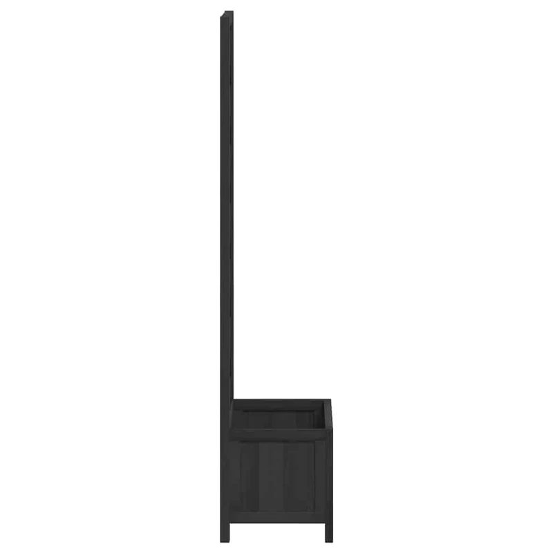 Jardinera Con Enrejado Negro 40x30x135 Cm Madera Maciza De Abeto