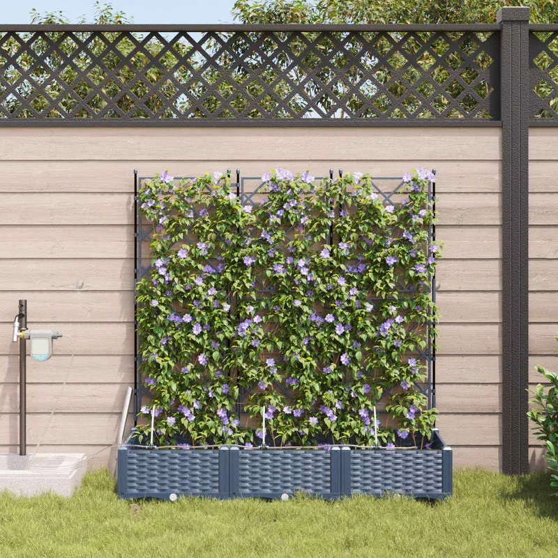 Macetero De Jardín 3 Uds. Gris 120 X 40 X 126 Cm Pp