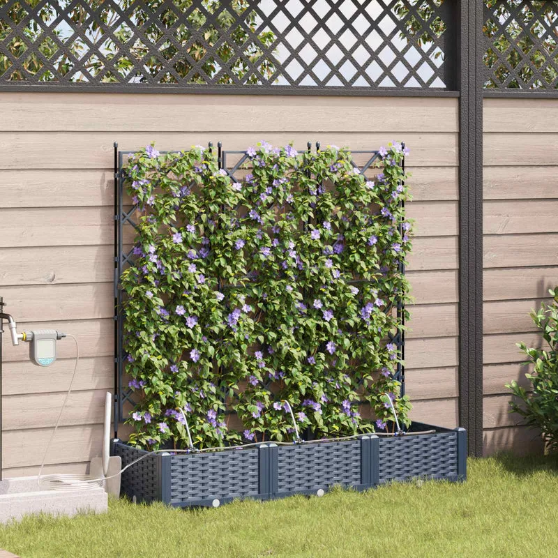 Macetero De Jardín 3 Uds. Gris 120 X 40 X 126 Cm Pp
