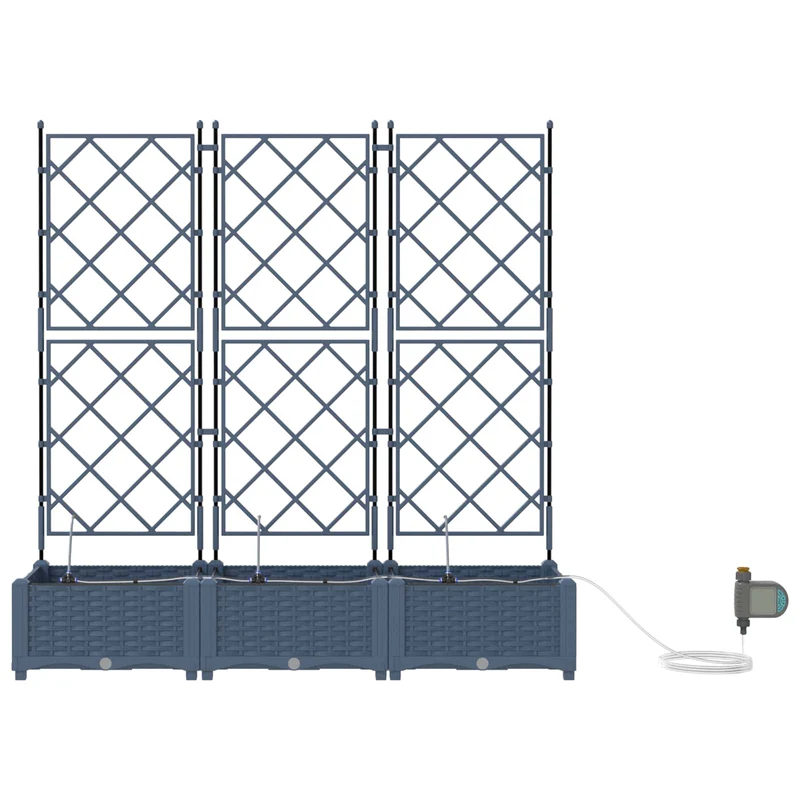 Macetero De Jardín 3 Uds. Gris 120 X 40 X 126 Cm Pp