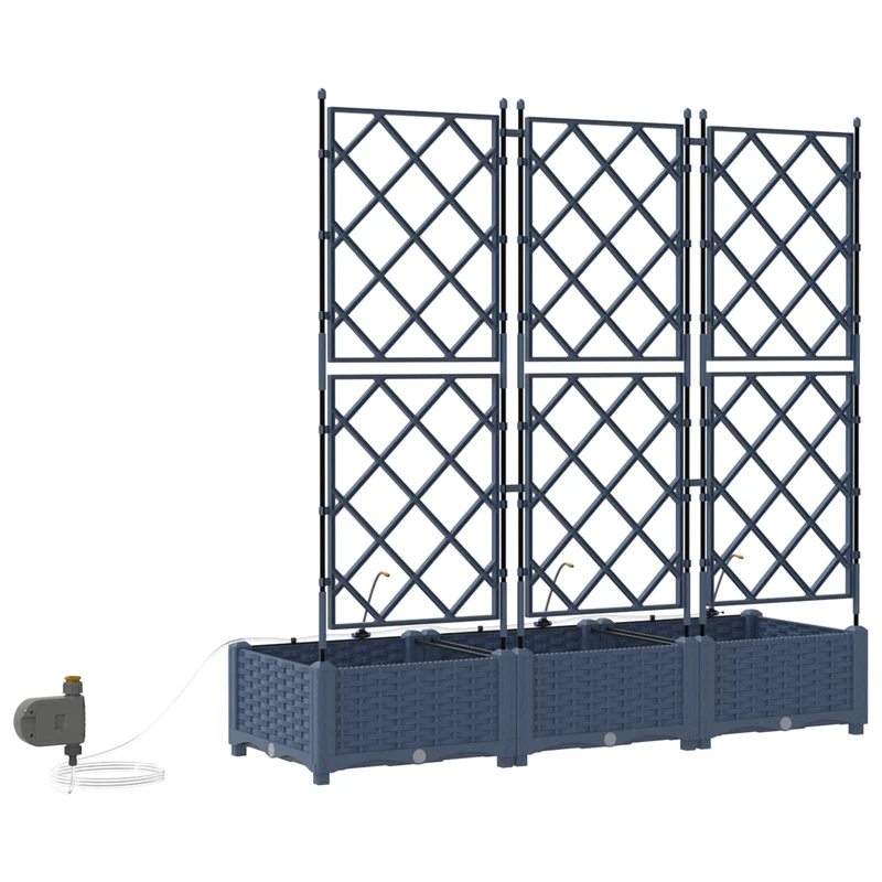 Macetero De Jardín 3 Uds. Gris 120 X 40 X 126 Cm Pp