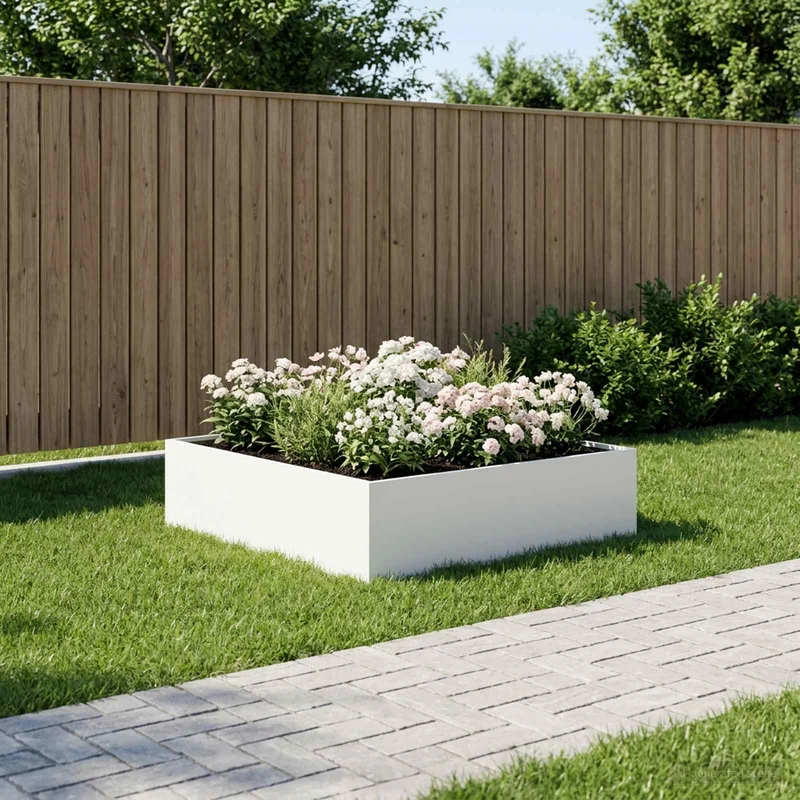 Macetero De Jardín Blanco 80 X 80 X 30 Cm