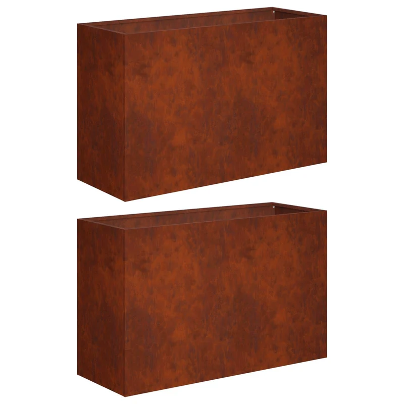 Macetero De Jardín 2 Uds. Oxidado 80 X 30 X 50 Cm Acero Oxidado