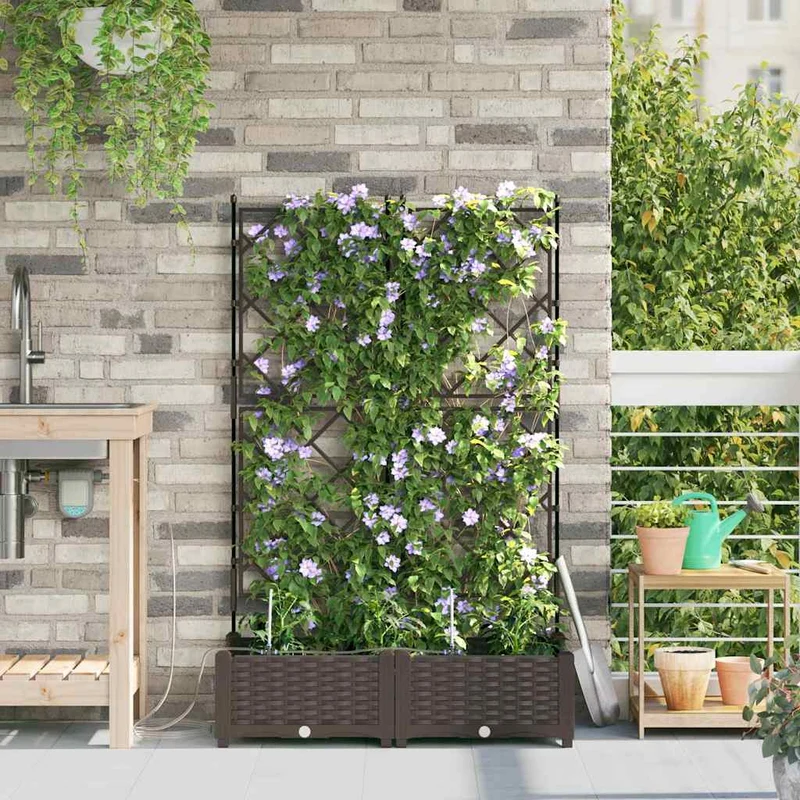 Macetero De Jardín 2 Uds. Marrón 80 X 40 X 126 Cm Pp