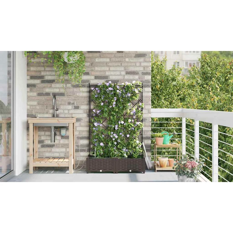 Macetero De Jardín 2 Uds. Marrón 80 X 40 X 126 Cm Pp