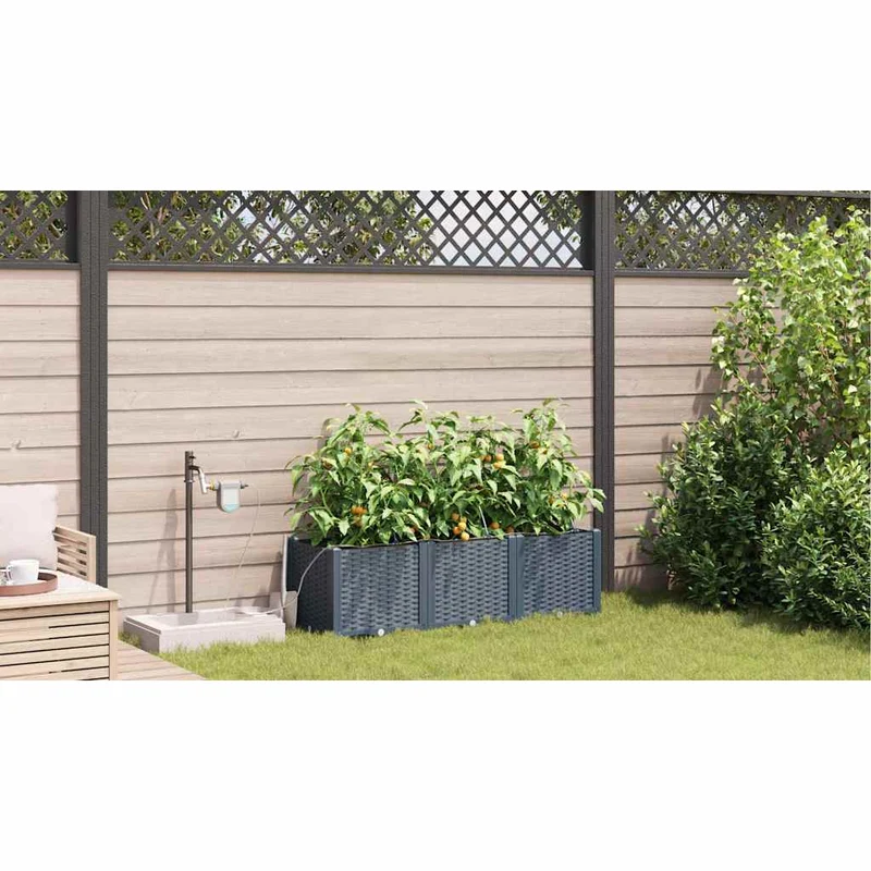Macetero De Jardín 3 Uds. Gris Claro 120 X 40 X 37,5 Cm Pp