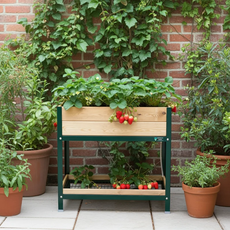 Jardinera Elevada De Madera Gris 90x60x90 Cm De Estructura Metálica Y Bandeja Recoge Aguas Mi Huerto Urban