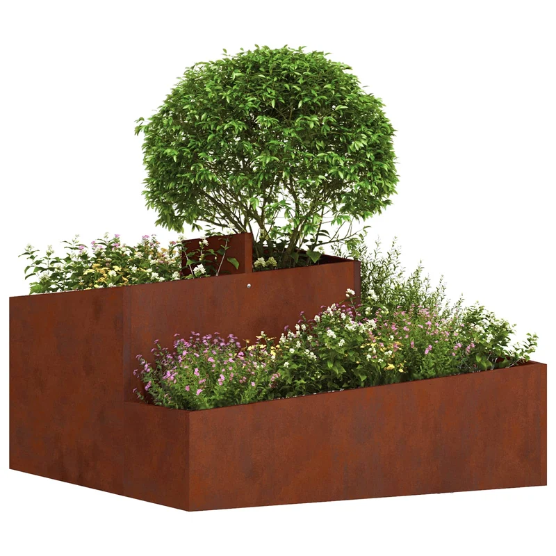 Macetero De Jardín Oxidado 80 X 80 X 50 Cm Acero Oxidado