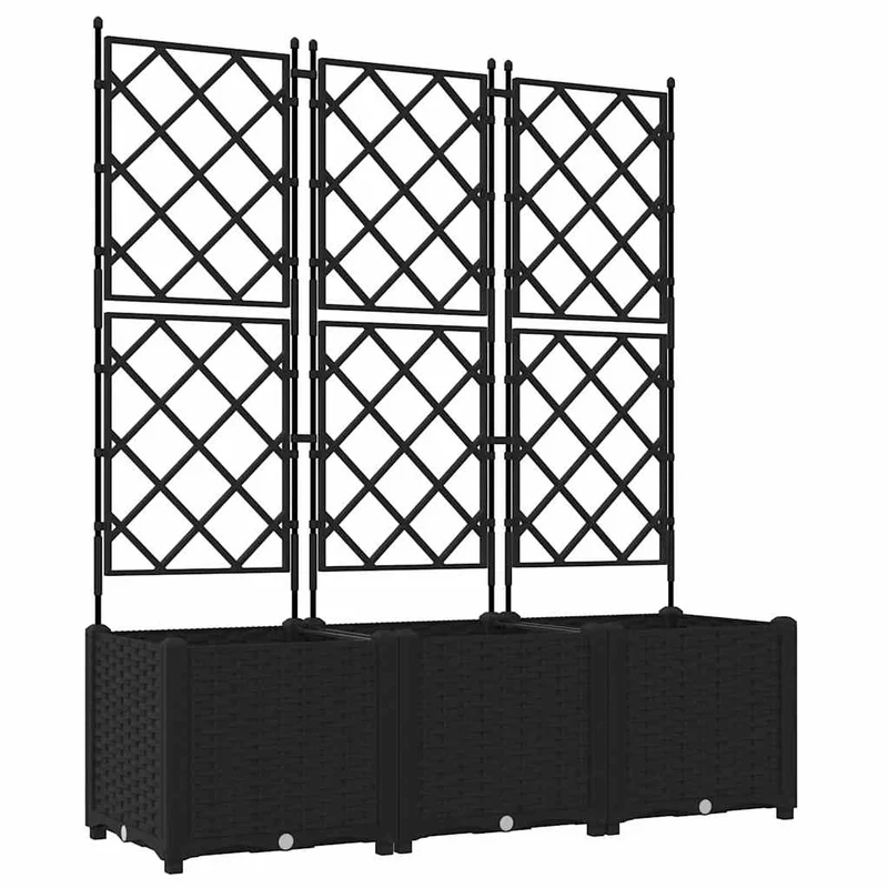 Macetero De Jardín 3 Uds. Negro 120 X 40 X 143 Cm Pp