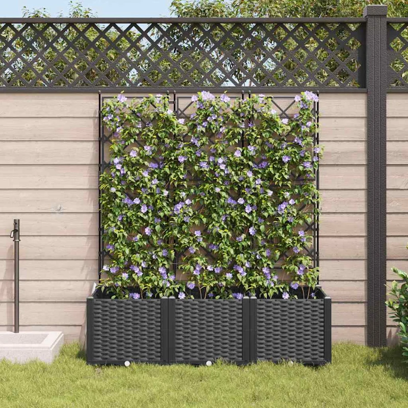 Macetero De Jardín 3 Uds. Negro 120 X 40 X 143 Cm Pp